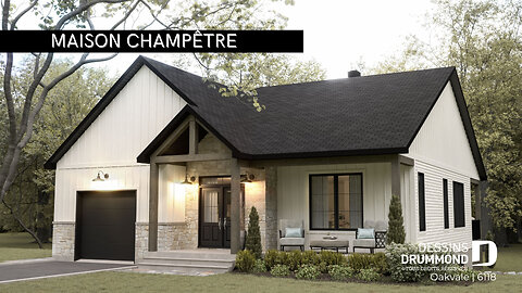 Visite 3D | Plan “Oakvale” – Maison farmhouse moderne de 3 chambres | Dessins Drummond