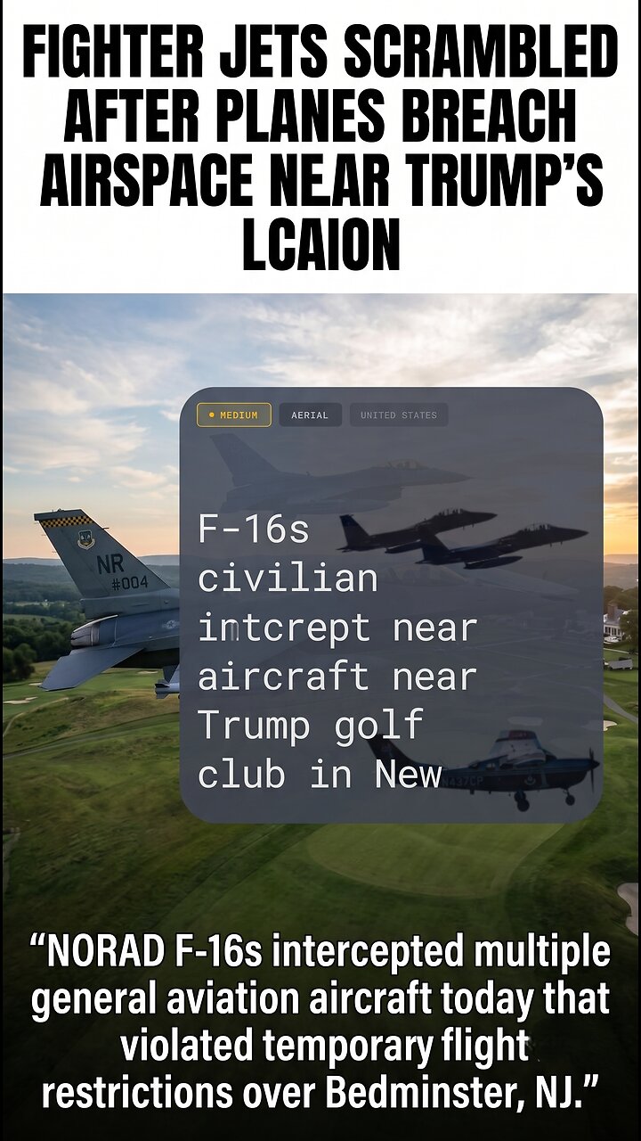 ๐จ CLOSE CALL! F-16 Fighter Jets Scramble Over Trump's Bedminster Club thumbnail