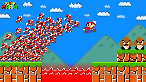When Mario jumps, another tiny Mario appears!