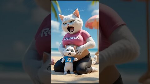 PREGNANT MOTHER CATS CRAZY BEACH ADVENTURE.