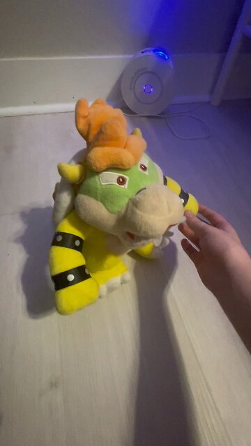 Bowser tells mario his new shoes.