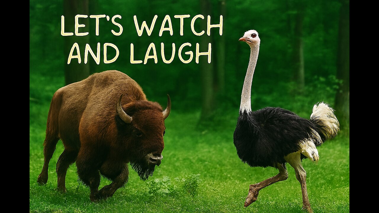 Wild Chase: Ostrich vs Bull in the Forest