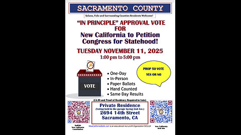 VOTE Tuesday, Nov. 11th for New California's State Constitution