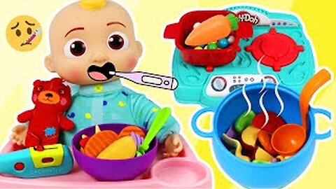 Cocomelon Baby JJ Feels Sick! Let's Cook Him Veggie Soup!