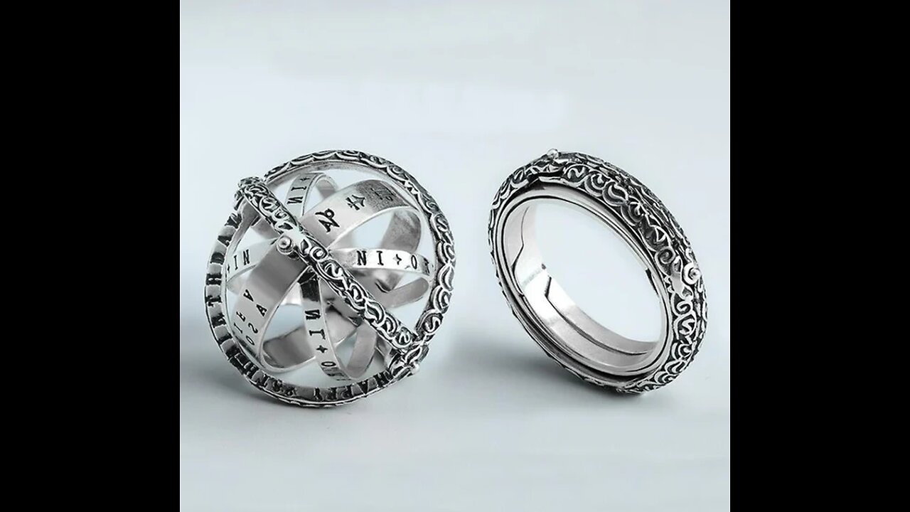 Cool Retro Foldable Silver Ring with Universe Sphere, Made of 925 Silver, Creative Gift