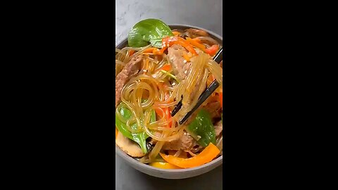 Japchae Korean Beef Stir Fry with Glass Noodles Recipe