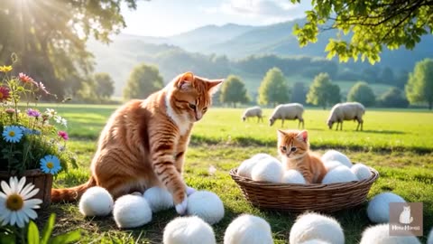 Mama cat sell salmon maki to make kittens 🐈 dream of going to the amusement park come