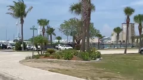 Giant Memorial Day Weekend Flag Unveiled over Port Canaveral | SpaceX Celebration! Cruise Terminals