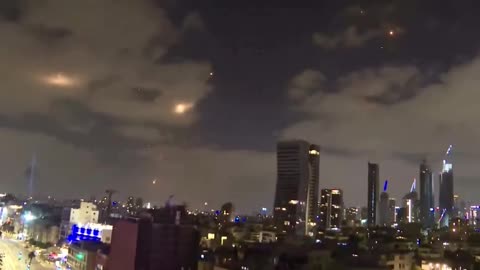 Tel Aviv Skies Light Up with Massive Missile Interceptions
