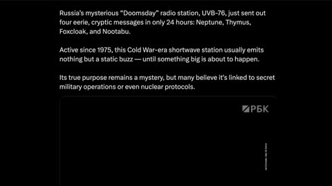 Russia's Mysterious "DOOMSDAY" Radio Station Cryptic Message!?