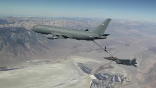 Aerial refueling by the Boeing KC-46A tanker