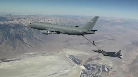 Aerial refueling by the Boeing KC-46A tanker