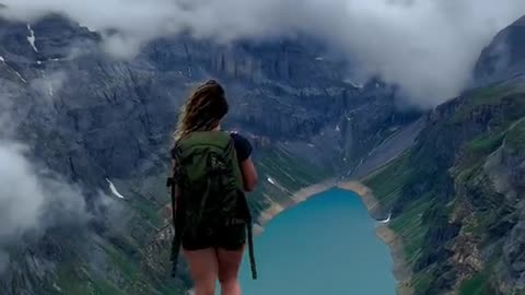 Lake in the Mountains lake mountain hikinggirl adventuregirl waterfall nature