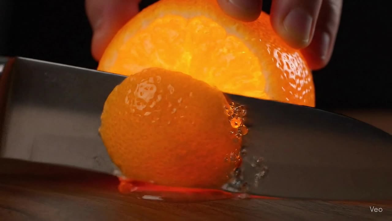 Ultra-Realistic Orange Cutting ASMR 🍊 | Hyper Detailed Slicing Sounds | Veo 3 Style