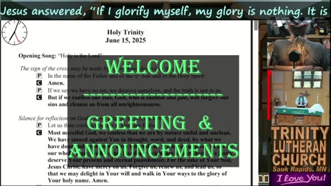 20250615 Jun 15th LIVE STREAM Church Service Trinity Lutheran Sauk Rapids MN