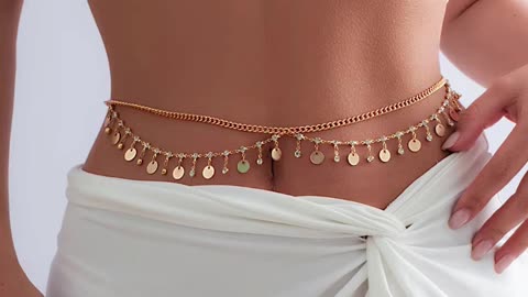 Sexy Rhinestone Star Tassel Pendant Waist Belly Belt Chain for Women 🧒