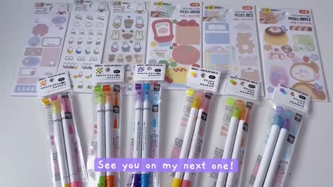 shopping vlog in korea daiso stationary haul stamp markers,miffy