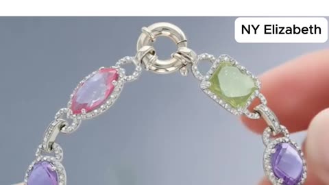 FANCY ROSE CUT MULTI-GEMSTONE W/ DIAMOND ACCENTS BRACELET