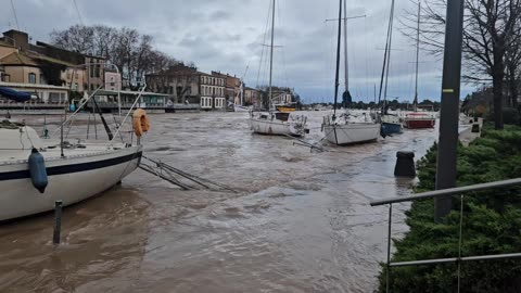 Unmoored Boat Floats Down Herault River