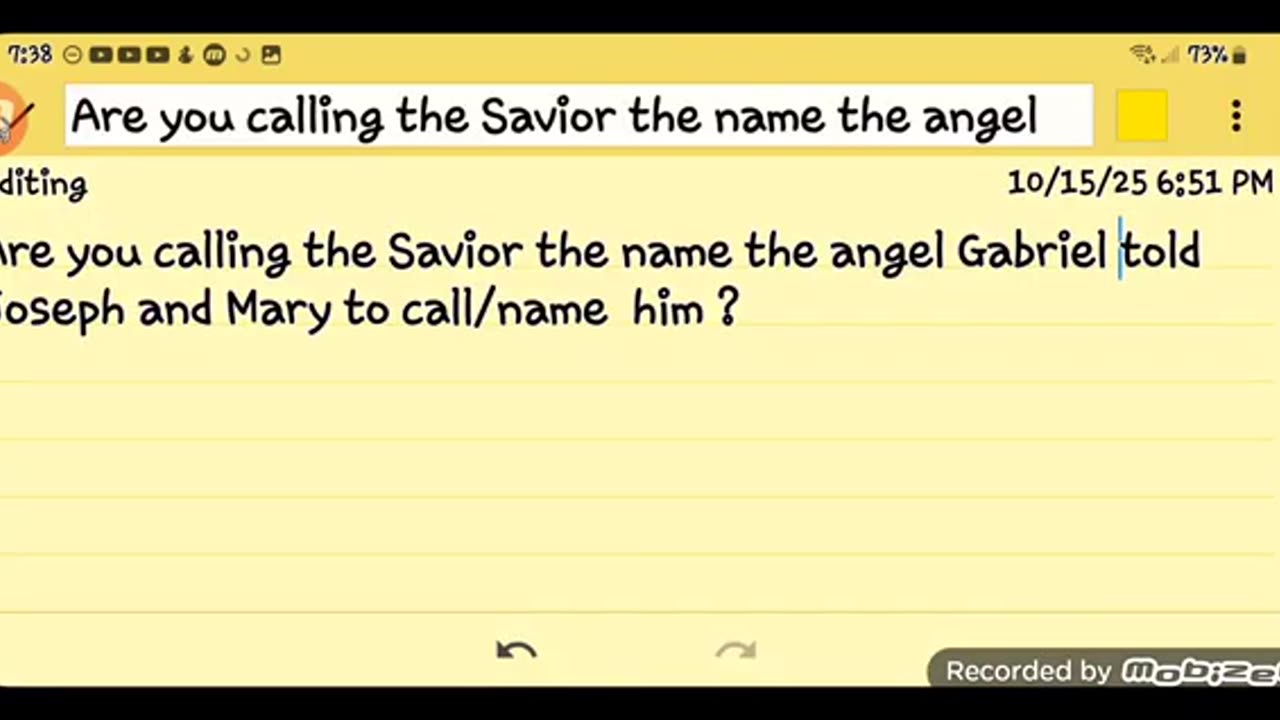 Are you calling the Savior the name the angel Gabriel told Joseph and Mary to call/name him ?