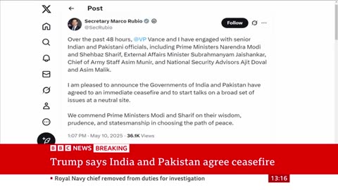 Pakistan and India have agreed 'full and immediate