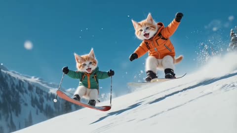 Kittens Skiing ADVENTURE