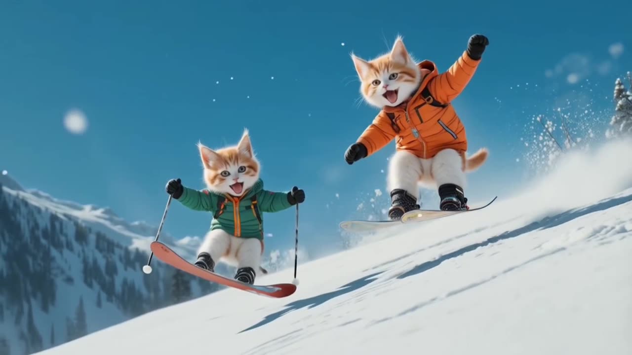 Kittens Skiing ADVENTURE