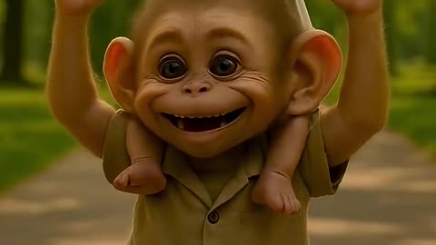 Poor baby monkey stole milk for his sister 😭 ,#ai #monkey #milk