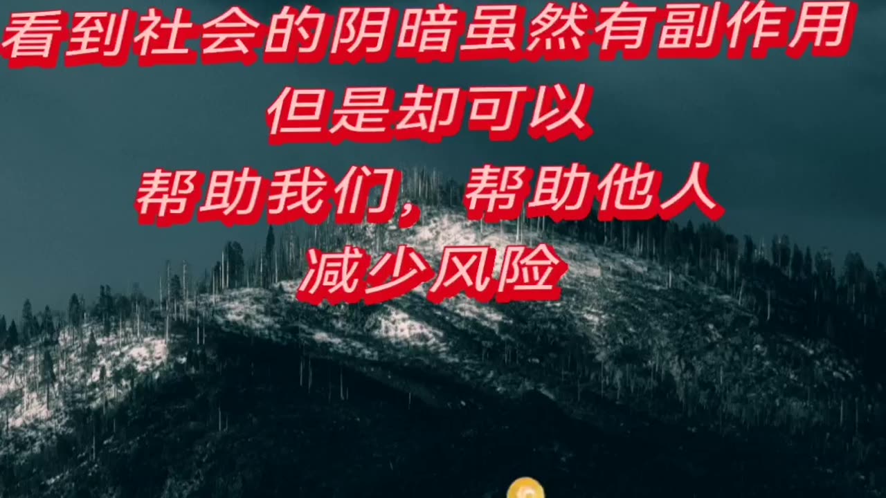 如果只关注生活的姹紫嫣红， 那么很可能就是缅甸园区的猪仔。 看到社会的阴暗面虽然有副作用， 但是却可以， 帮助我们，帮助他人，减少风险。