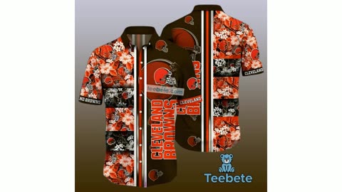 Floral Beach Party Cleveland Browns Orange Mens Vintage Hawaiian Shirts