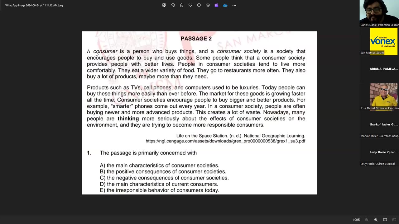 VONEX SEMESTRAL 2024 | Semana 08 | Inglés