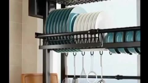 Countertop Dish Storage Drainage Rack Expandable Kitchen