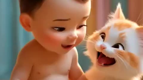 Baby and Kitten Get a Funny Surprise! 😂 | Fart Reaction Moment #shorts #babyfart #catshorts