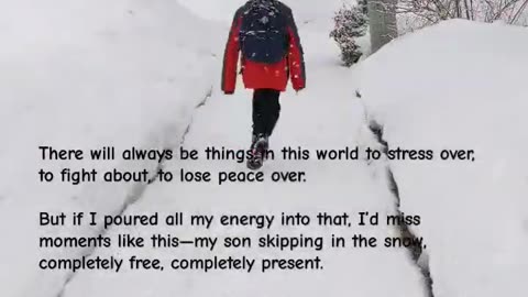 My son skipping to School