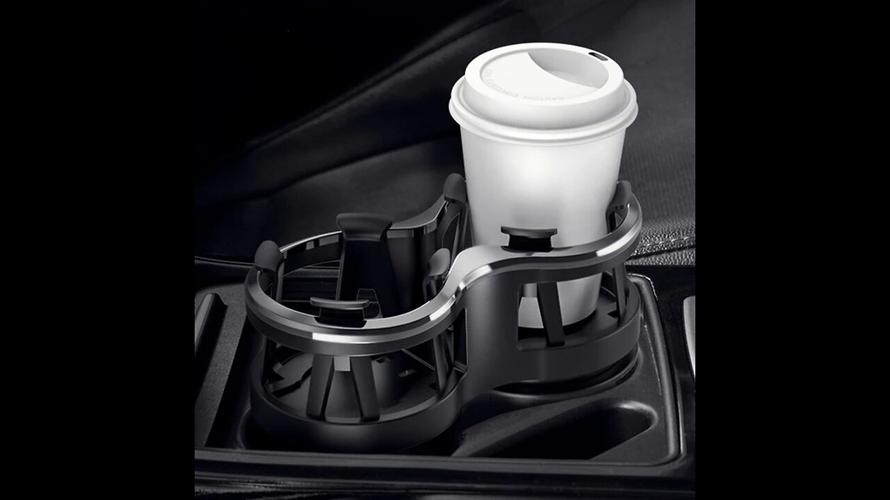 2-in-1 Car Cup Holder, with 360° Rotating Adjustable Base & Built-in Grips