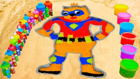 How to make Rainbow Combat Wombat with Orbeez, Fanta, Monster, Coca-Cola vs Mentos & Popular Sodas