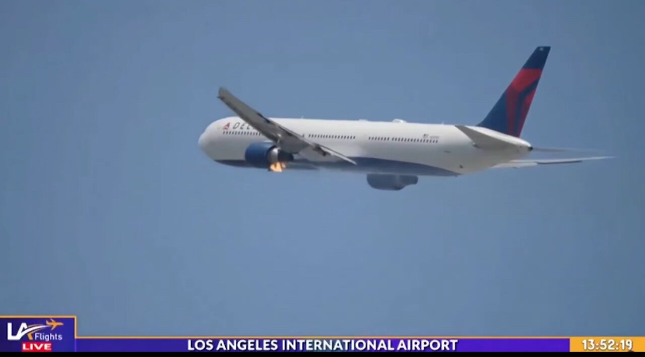 WATCH: Delta Boeing 767 engine bursts into flames after takeoff from LAX airport