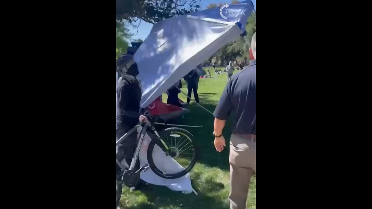 Antifa terrorists destroy Officer Tatum’s canopy while UC Davis Police do nothing…