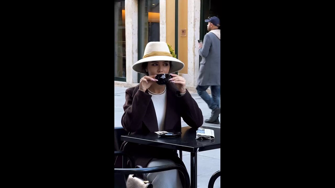 You can stare at an elegant girl drinking Caffè for a long time