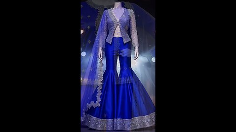 Royal Sapphire Elegance – Embellished Long Jacket Gown