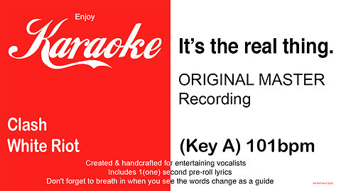 Clash - White Riot (Key A) 101bpm (2025) Karaoke