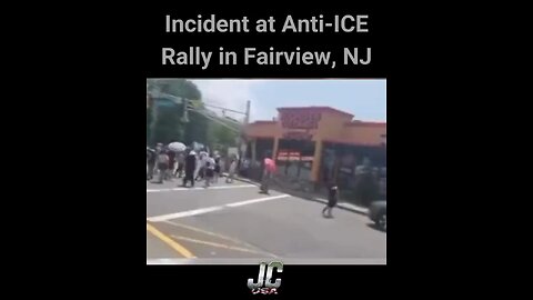 Anti-ICE Rally in Fairview, NJ a woman motorist was surrounded by protestors.