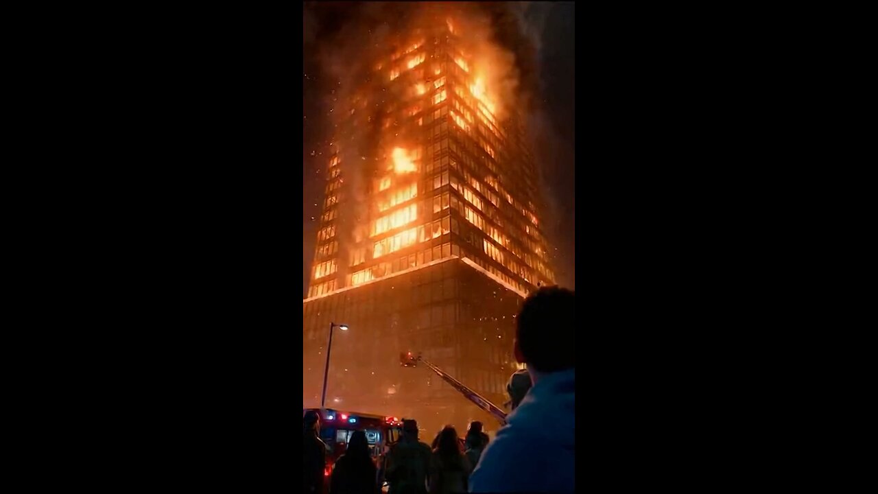 Huge building fire, and then the building collapses