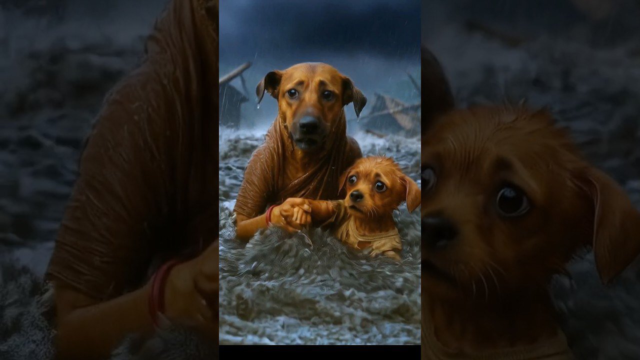 📹 The poor puppy's house and village destroyed in strom