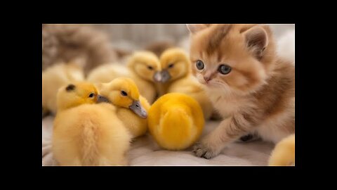 Kittens shocked to find ducklings sleeping in their home! Cute and funny animal moments