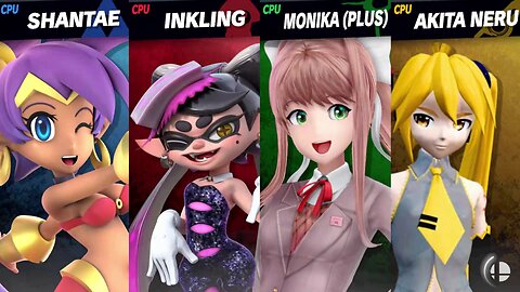 Shantae vs Callie vs Monika vs Teto & Neru [Chaos Kid Member Request] - SSBU Quickie