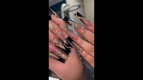 🖤👑 Royal Black Luxurious Nails Art – Elegant & Glamorous Nail Design Tutorial 💅✨