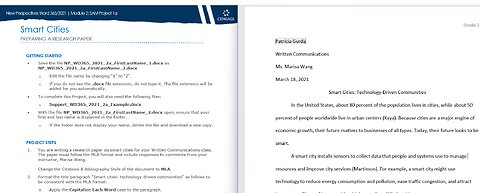 New Perspectives Word 365/2021 | Module 2: SAM Project 1a | Smart Cities - Full answer - Word