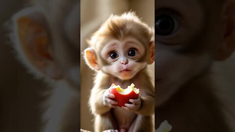 This baby monkey's smile is pure sunshine! 🐒✨