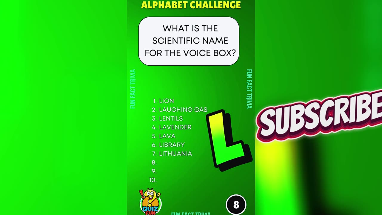 All Quiz Answers start with the letter "L" - Alphabet Challenge